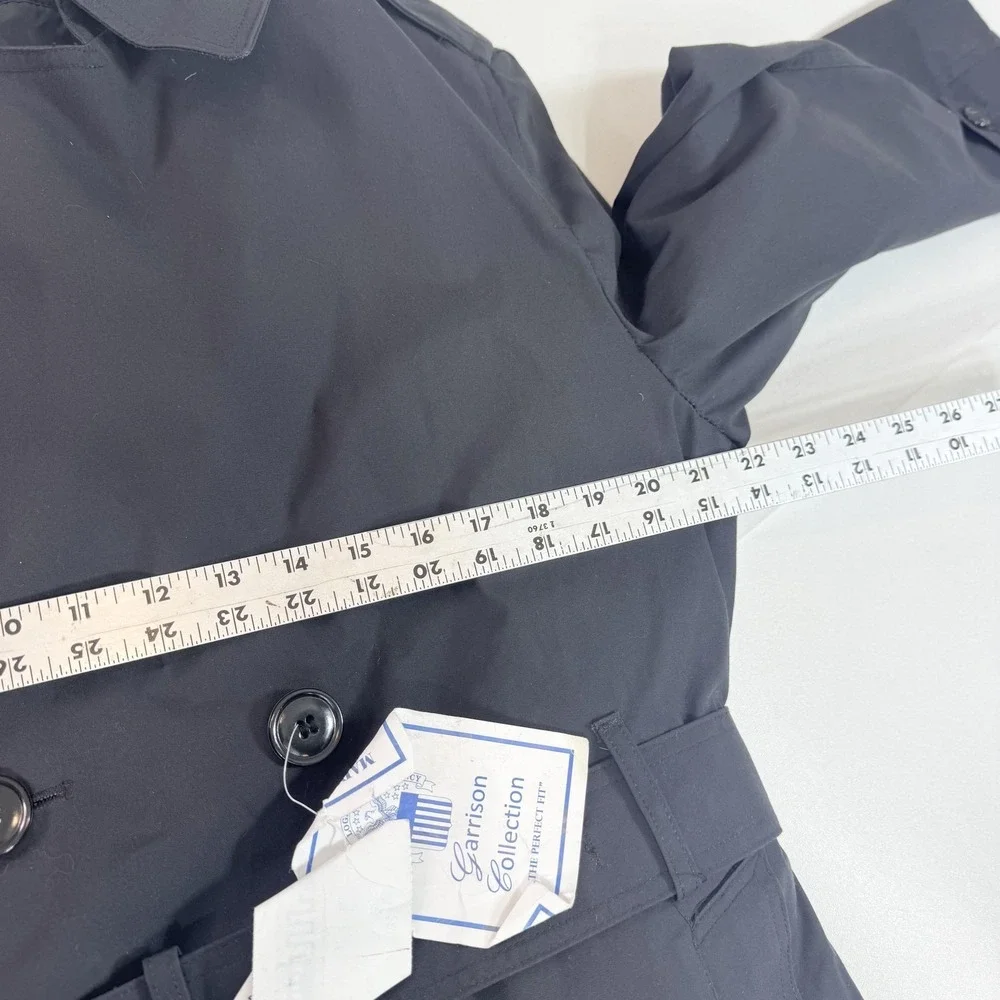 Garrison Collection Coat Mens 40R Black All Weather Trench Belted Army Military